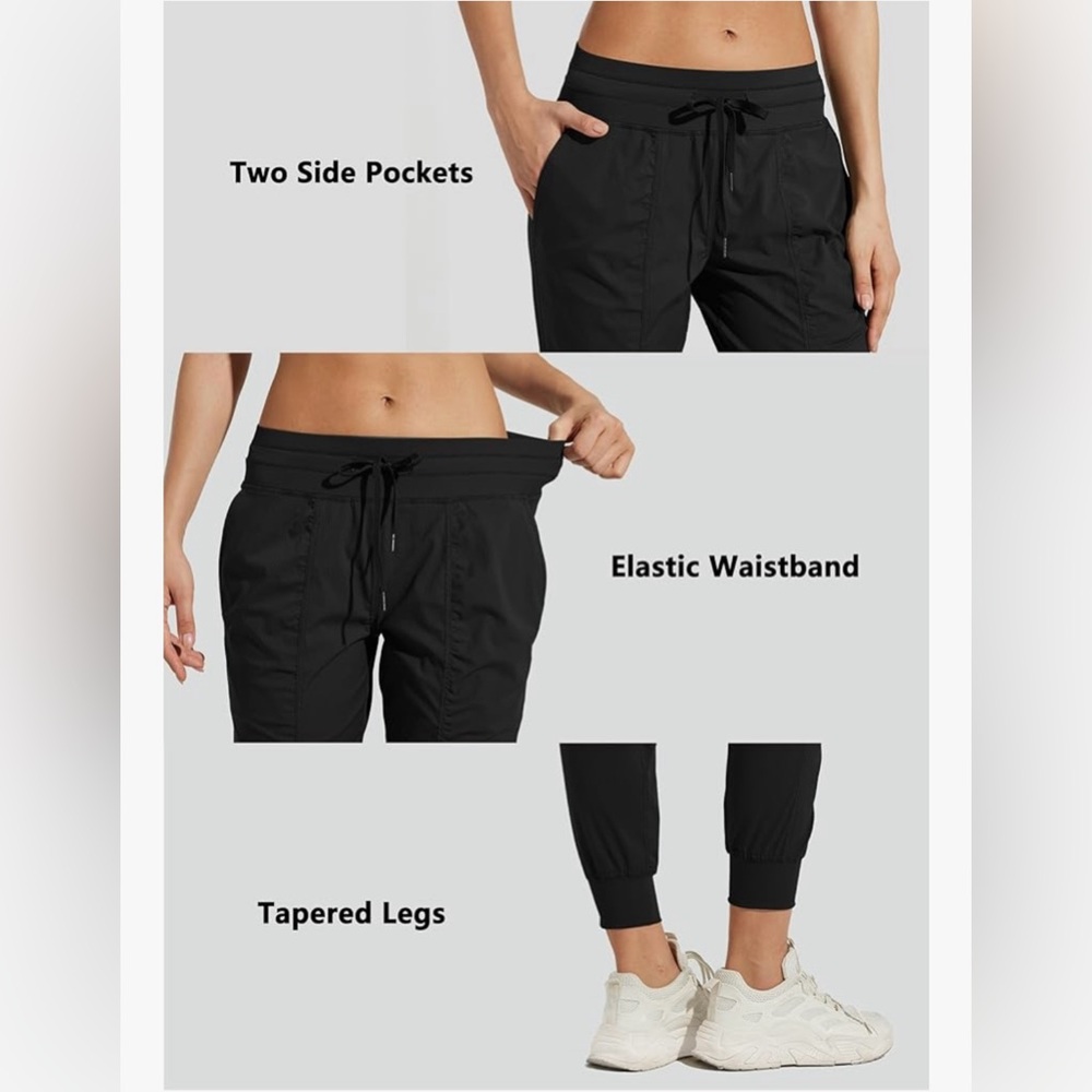 Women's Black Jogger Pants - Picture 4 of 11